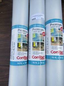 lot 211 image: 3 new rolls of premium shelf liner 15ft each clear