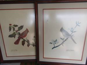 lot 221 image: CARDINAL PRINTS  MALE & FEMALE 24 X 20  BY Charles J Crums Jr SIGNED