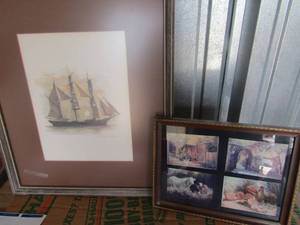 lot 222 image: 4 print 10 x 13 dessertfarm pictures  framed   ,  SAILBOAT CUTTY SARK  Moasohgg  22 12 x 19