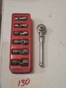 lot 130 image: Set of 14 swivel sockets and ratchet