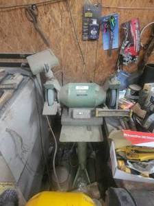 lot 153 image: Bench tool grinder on stand