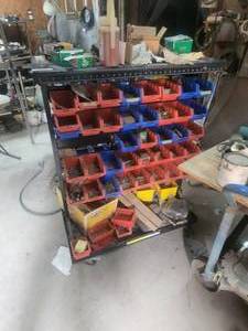lot 162 image: Rolling parts bin and contents