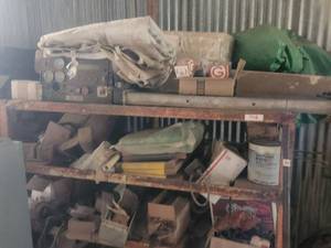 lot 226 image: Metal shelf with contents
