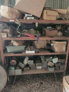 lot 227 image: Metal shelf with contents