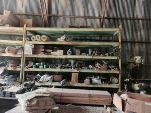 lot 253 image: Large metal shelf and contents