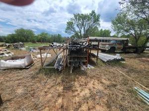 lot 366 image: Metal racks with contents, stainless, aluminum, etc.
