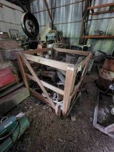 lot 297 image: Wood crate with mixed items