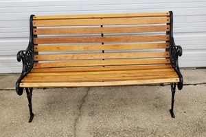 lot 56 image: Wood & Cast Iron Park Bench