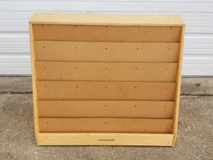 lot 60 image: Lakeshore 6 Level Book Display w White Board & Storage, Double-Sided, Measures 30 tall x 36 wide x 25 deep