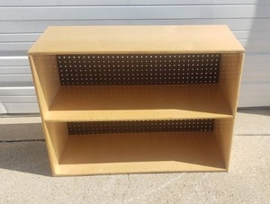 lot 73 image: Wooden 2 Shelf Bookcase  Storage Cabinet, Measures 36 tall x 26 wide x 15 deep