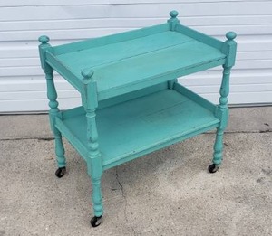 lot 163 image: Vintage Wooden Rolling Cart