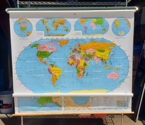 lot 201 image: Nystrom Pull Down Map, World & United States
