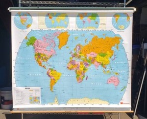 lot 204 image: Nystrom Pull Down Map, World & United States