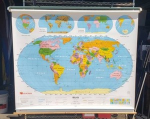lot 209 image: Nystrom Pull Down Map, World & United States
