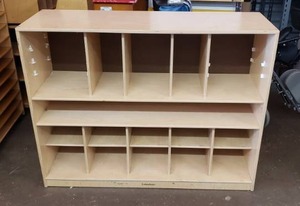lot 1 image: Lakeshore Wooden 16 Compartment Wooden Storage Unit, Measures 48 x 36 x 15