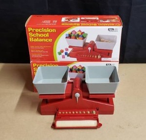 lot 10 image: Lot of 2 ETA Cuisenaire Precision School Balances w weights