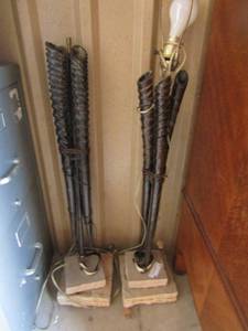 lot 8 image: African antelope ORYX  horn lamps  QTY 2, 1 has small damage both 38 tall
