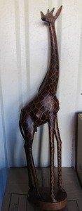 lot 7 image: 3ft tall giraffe handmade and hand painted, unknown maker