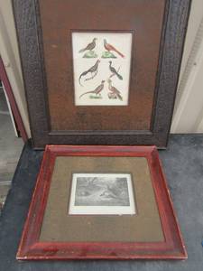 lot 18 image: FRAMED ART - COLOR PLATE OF PHEASANTS and  BLACK & WHITE PRINT  OF PHEASANT