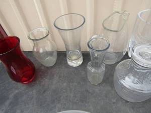 lot 45 image: Vase lot-   clear, red, various sizes