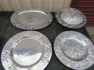 lot 50 image: 3 safari dessert silver plated platters 12X14 ARTHUR COURT   safari silver platted platter 10 1997