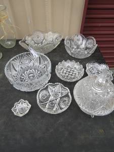 lot 54 image: star David crystal  fruit bowls, candy dishes, footed bowls and more
