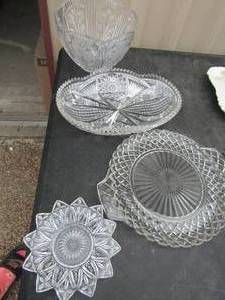 lot 73 image: crystal salad bowl, bread dish, and plates