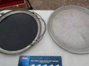 lot 75 image: silver platter and dB handled platter