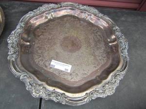 lot 96 image: fb 1883 Rogers silver company 7734 dB handled platter weights at least 2 pounds - 16 34 diameter