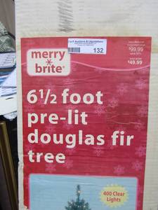 lot 132 image: 6 12 foot prelite green douglas christmas tree in original box