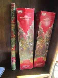 lot 134 image: 32 led fiber optic trees IN BOXES  QTY 2  and 100ft of wrapping paper