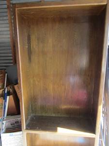 lot 135 image: 3 tier brown wood book shelf, 843612