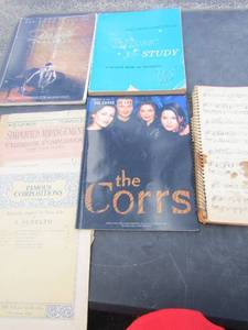 lot 136 image: box full of piano sheet music, includes Tree Cors and many more