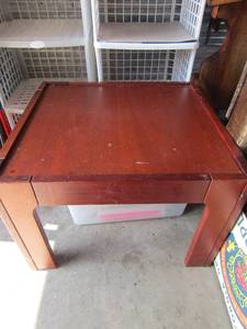 lot 221 image: small wooden side table dark brown in color,- 18 X 26 X 24