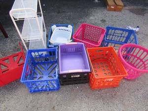 lot 226 image: large lot of baskets and storage use. 1 rolling 3 tier storage cart 30 tall and 9 12 wide