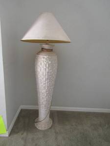 lot 229 image: 62 tall ceramic floor lamp off white with shade