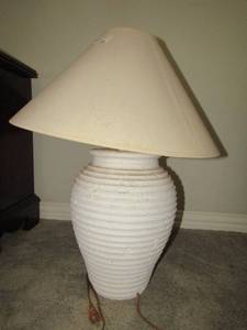 lot 246 image: 25 ceramic off white bedside lamp with shade
