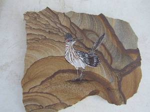 lot 262 image: ROADRUNNER PAINTED  ON TO A ROCK  7X7