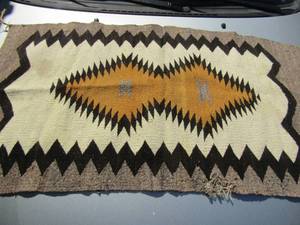 lot 267 image: NATIVE AMERICAN  NAVAJO INDIAN Rug  44 12 x 24 brown, black, white in color