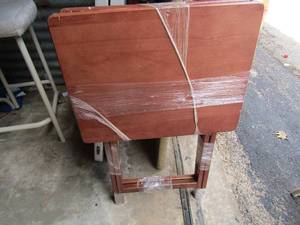 lot 280 image: 2 brown wood tv trays like new