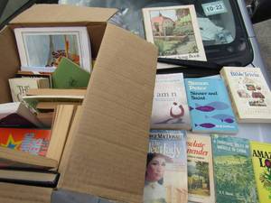 lot 279 image: box of books includes - the elect lady, amazing love, bible trivia, and more