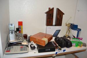lot 42 image: Bookends, Ring Solar Panel, Adding Machine, and More