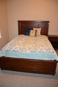 lot 45 image: Bassett Queen Size Bed Frame, Features 6 Underbed Storage Drawers with Cedar Bases - 56W x 74L