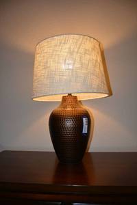 lot 46 image: Hammered Vase Table Lamp, Bronze Color