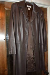 lot 12 image: Preston and York Lamb Skin Leather Womens Coat, Size M, Brown
