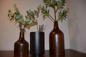 lot 25 image: Home Dcor Wooden Vases and Metal Vase with Diffuser
