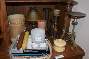 lot 107 image: Candles and Candle Holders with Glass Tray