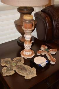 lot 112 image: Home Dcor Crosses, Coaster Set and Candle Holder