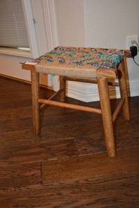 lot 115 image: Hand Woven Wooden Stool Multi-colored
