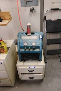 lot 503 image: Makita Air Compressor Model MAC2400 - 2.5 HP 4.2 Gallon with Rolling Cabinet and Tools in Bottom Drawer (Air Hose Attachments)